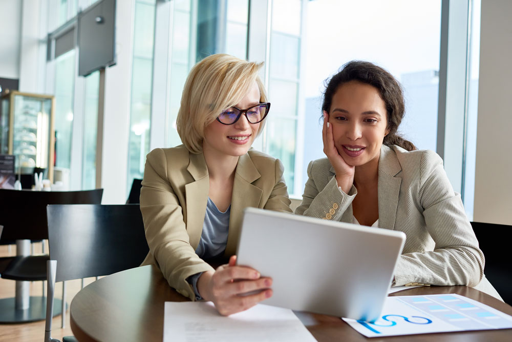 Women looking at computer