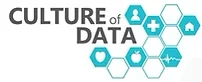 Culture of Data logo with heart apple ekg house in hexagons