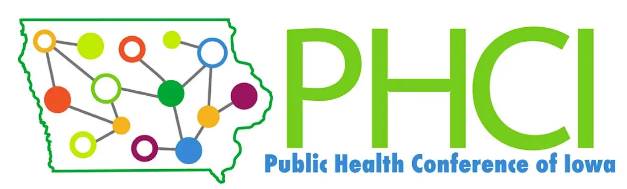 Public Health Conference of Iowa showing colorful map of Iowa