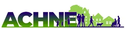ACHNE logo with trees, houses and people