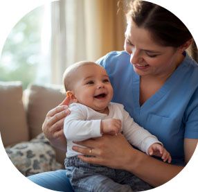 documentation of public health is important for child health efforts, nurse with smiling baby in her arms
