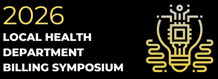 2026 Local health department billing symposium with light bulb logo with a person coming out the top