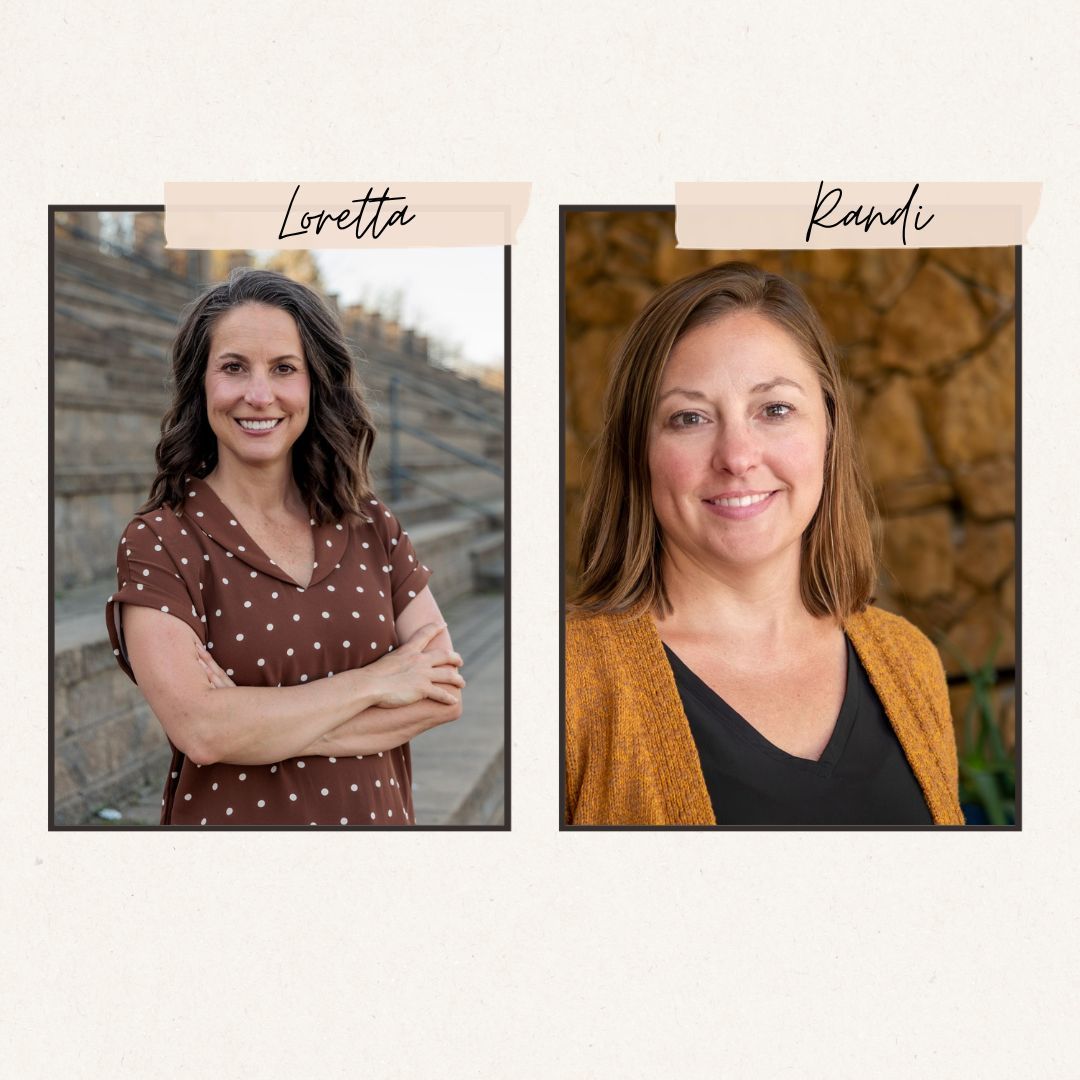 Photos of two smiling brunette women, Loretta and Randi
